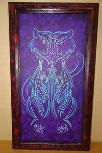 Framed Canvas Abstract Pinstripe Painting