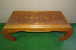 Antique Handcarved Wood Coffee Table