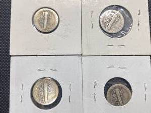 Four Early Date Mercury Dimes 1916, 1916-S, 1918, and 1926-S