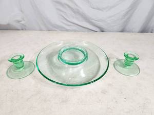 3 Pieces of Depression Uranium Glass