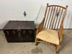 Old Trunk and Rocking Chair