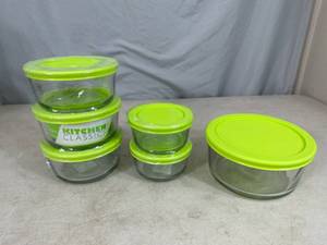 6 New Anchor Glass Food Storage Containers with Lids