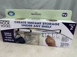 New Set of 2 Nook Hooks Under Shelf Hooks