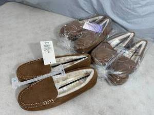 3 New Pairs of Leather Moccasin Slippers