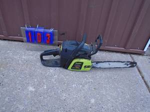 lot 103 image: Poulan 16 chainsaw. Used condition. Tested & works. As shown.