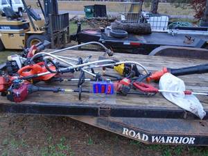 lot 109 image: Group of weed trimmers & blowers. One money. As shown.