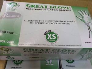 lot 18 image: Case of 1000 XS Disposable Latex Gloves Powder Free