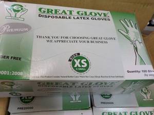 lot 19 image: Case of 1000 XS Disposable Latex Gloves Powder Free