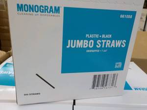 lot 40 image: 11500 Monogram Plastic Translucent Jumbo Straws