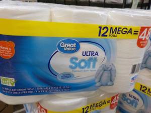 lot 41 image: 12 Mega Rolls Great Value 2 ply Toilet Paper