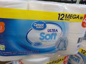 lot 43 image: 12 Mega Rolls Great Value 2 ply Toilet Paper