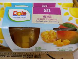 lot 69 image: 12 ct 4 packs Dole Mango in Mango Flavored Gel- best date 08162023 - So Delicious
