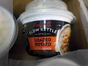 lot 82 image: 12 ct Campbells Slow Kettle Style Loaded Potato Soup with a Crunch best date 08152023