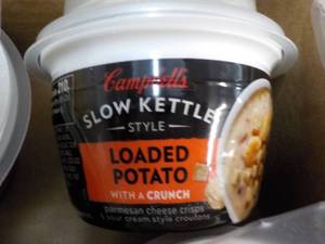 lot 83 image: 12 ct Campbells Slow Kettle Style Loaded Potato Soup with a Crunch best date 08152023