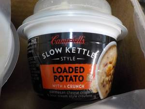 lot 84 image: 12 ct Campbells Slow Kettle Style Loaded Potato Soup with a Crunch best date 08152023