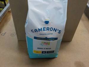 lot 111 image: 32 oz Bag Camerons Woods and Water Whole Bean Light Roast Coffee