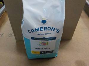 lot 112 image: 32 oz Bag Camerons Woods and Water Whole Bean Light Roast Coffee