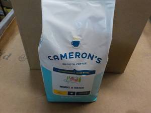 lot 115 image: 32 oz Bag Camerons Woods and Water Whole Bean Light Roast Coffee