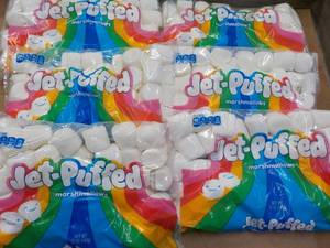 lot 128 image: 6 Bags Jet Puffed Marshmallows 12 oz bags Best By Oct 2023