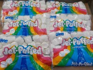 lot 129 image: 6 Bags Jet Puffed Marshmallows 12 oz bags Best By Oct 2023
