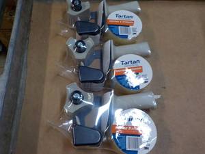 lot 176 image: 3 Tartan Packaging Tape and Dispensers