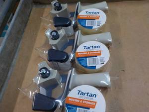 lot 178 image: 3 Tartan Packaging Tape and Dispensers