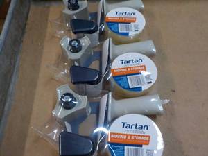 lot 179 image: 3 Tartan Packaging Tape and Dispensers