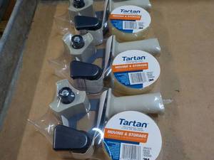 lot 181 image: 3 Tartan Packaging Tape and Dispensers