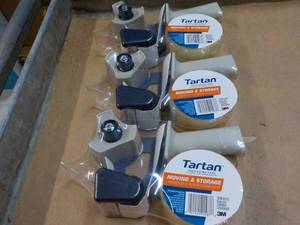 lot 182 image: 3 Tartan Packaging Tape and Dispensers