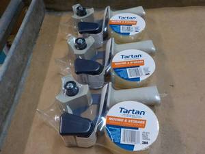 lot 184 image: 3 Tartan Packaging Tape and Dispensers