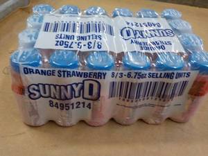 lot 317 image: 24 pack Sunny D Orange Strawberry 6.75 oz bottles