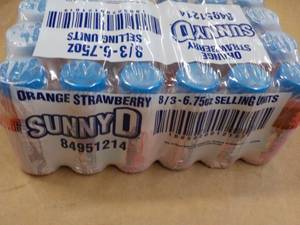 lot 320 image: 24 pack Sunny D Orange Strawberry 6.75 oz bottles