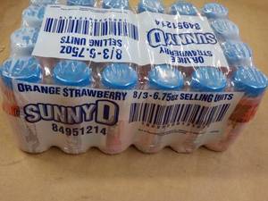 lot 321 image: 24 pack Sunny D Orange Strawberry 6.75 oz bottles