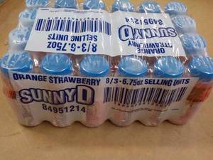 lot 322 image: 24 pack Sunny D Orange Strawberry 6.75 oz bottles
