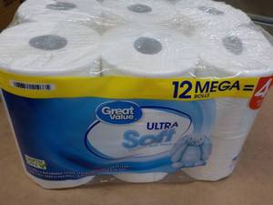 lot 352 image: 12 Mega Rolls Great Value 2 ply Toilet Paper