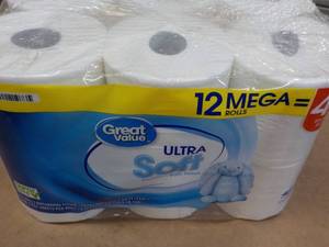lot 353 image: 12 Mega Rolls Great Value 2 ply Toilet Paper