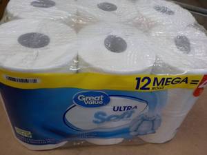 lot 358 image: 12 Mega Rolls Great Value 2 ply Toilet Paper