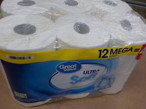 lot 359 image: 12 Mega Rolls Great Value 2 ply Toilet Paper