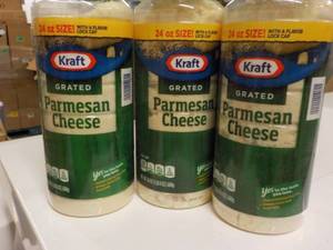 lot 410 image: 3 Kraft Parmesan Cheese 24 oz Best By 012024