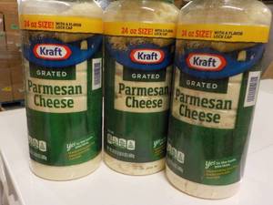 lot 412 image: 3 Kraft Parmesan Cheese 24 oz Best By 012024