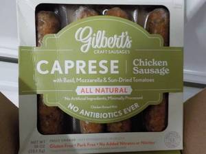 lot 440 image: k 10 Frozen Gilberts 10 oz pkgs Caprese Chicken Sausage