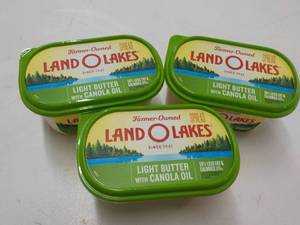 lot 446 image: E 3 - 24 oz Frozen Tubs Land O Lakes Light Butter with Canola Oil