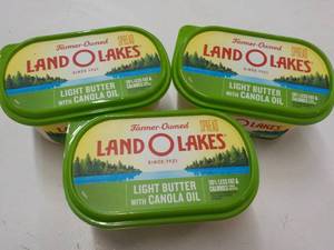lot 447 image: E 3 - 24 oz Frozen Tubs Land O Lakes Light Butter with Canola Oil