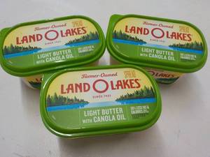 lot 448 image: E 3 - 24 oz Frozen Tubs Land O Lakes Light Butter with Canola Oil