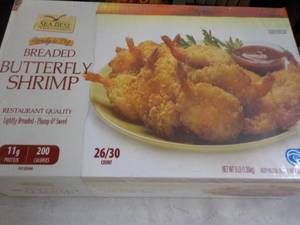 lot 477 image: B 3 lb. Frozen Box Sea Best Breaded Butterfly Shrimp