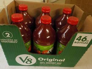 lot 498 image: 6 - 46 oz bottles V8 Original Juice...