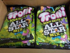 lot 521 image: 8 Trolli Sour Brite All Star Mix 6.3 oz bags- best date 12282023