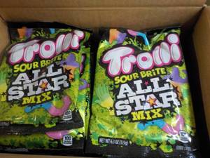lot 522 image: 8 Trolli Sour Brite All Star Mix 6.3 oz bags- best date 12282023