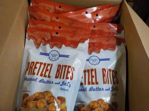 lot 525 image: 10 - 7 oz bags Peanut Butter and Jelly Pretzel Bites past best date