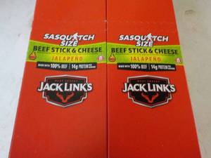 lot 540 image: 2 boxes Jack Links Sasquatch Size Beef Stick and Cheese with Jalapeno Snacks - 12 in each box